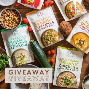 The Australian Organic Food Co. Soup Season Giveaway Image, which reads: Giveaway Giveaway