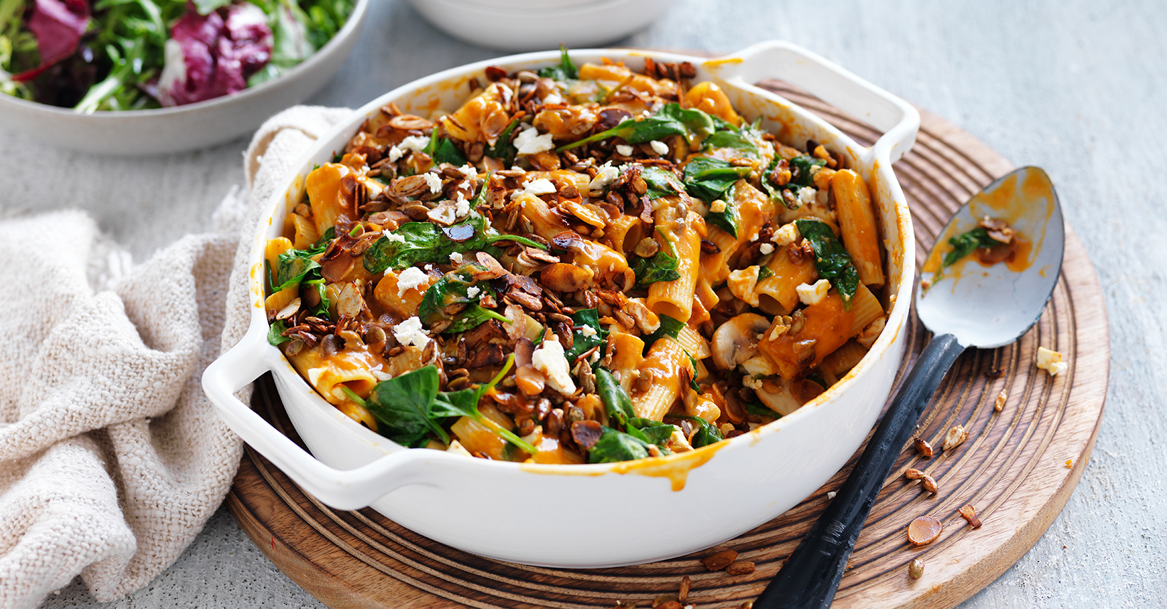 Pumpkin & Sage Pasta Bake with a Seed Crumble Topping Recipe
